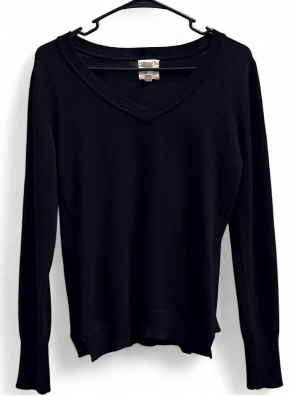 Hippie Rose Black V-Neck Women's Sweater